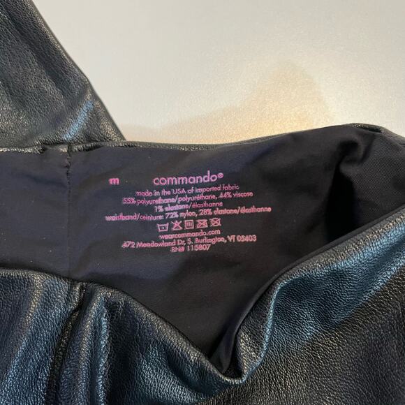 Commando Leggings Size Medium Faux Leather High Waist Raw Hem - Picture 3 of 12